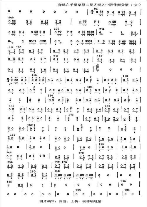 奔驰在千里草原-中阮分谱