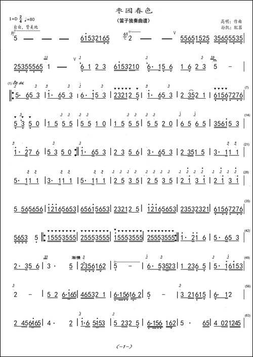 枣园春色-笛子独奏曲谱