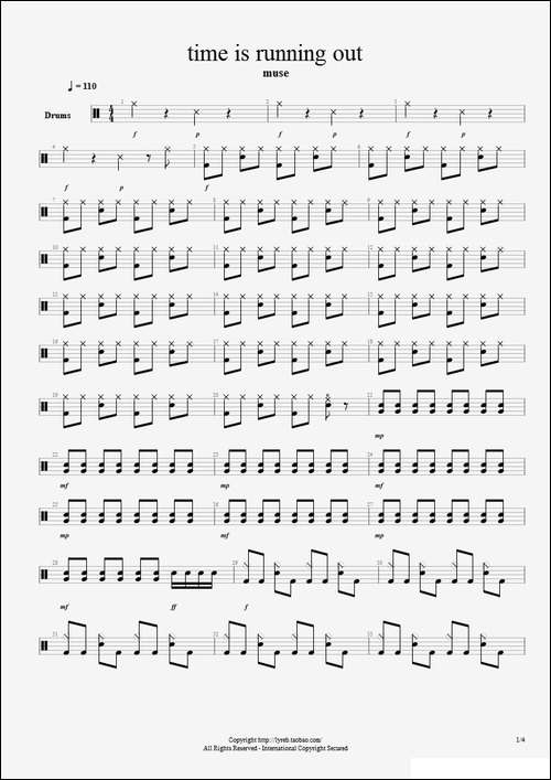 time-is-running-out-鼓谱