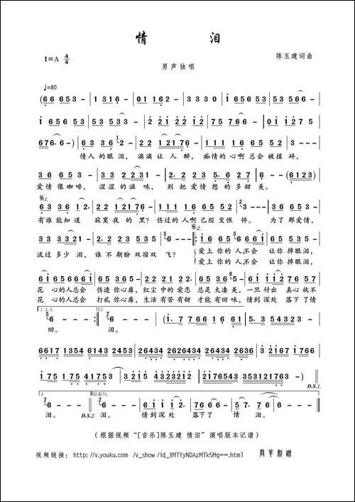 情泪-陈玉建词曲
