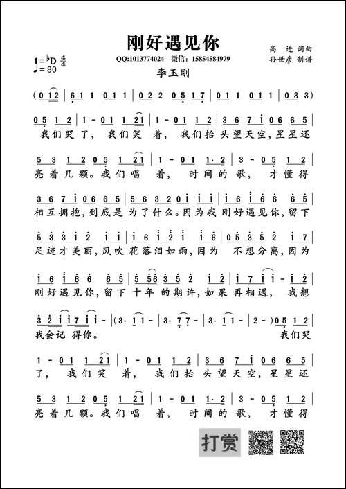 刚好遇见你-高进词曲