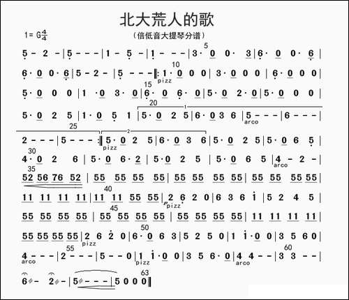 北大荒人的歌-贝提琴分谱