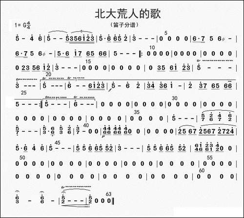 北大荒人的歌-笛子分谱
