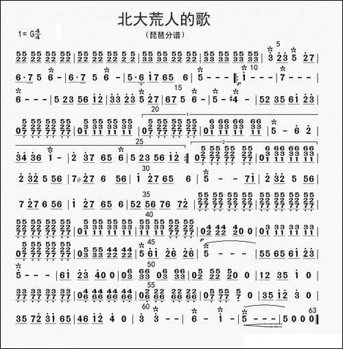 北大荒人的歌-琵琶分谱