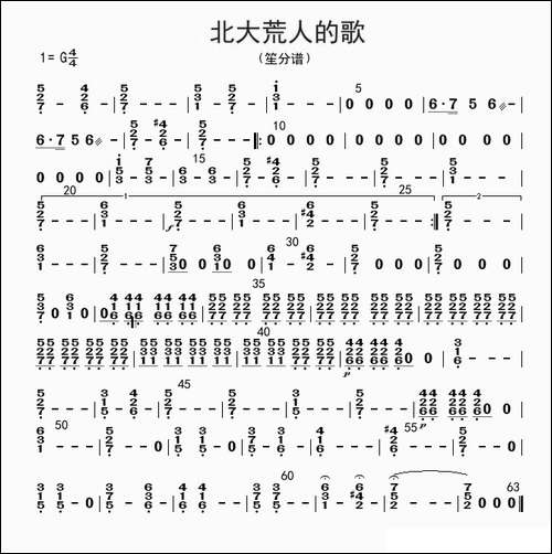 北大荒人的歌-笙分谱