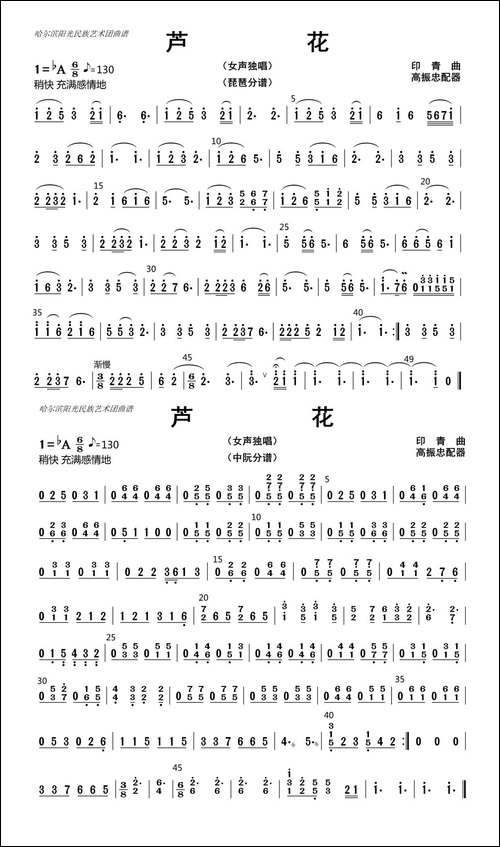 芦花-琵琶、中阮分谱