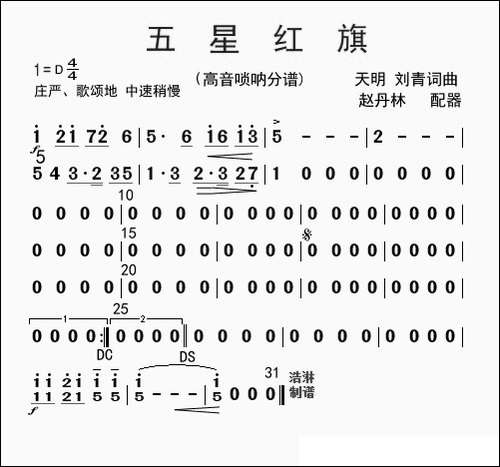 五星红旗-高音唢呐分谱