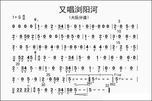 又唱浏阳河-大阮分谱