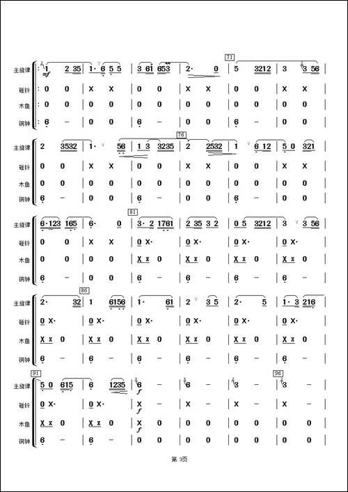 湖光月色-碰铃、木鱼、铜钟分谱