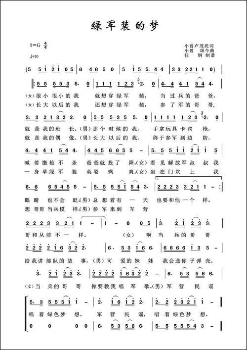 军旅歌曲100首：绿军装的梦