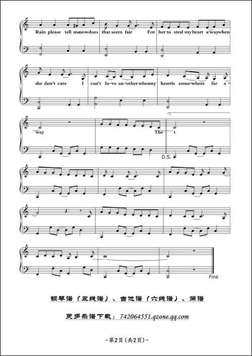 Rhythm-Of-The-Rain-钢琴独奏弹唱曲谱