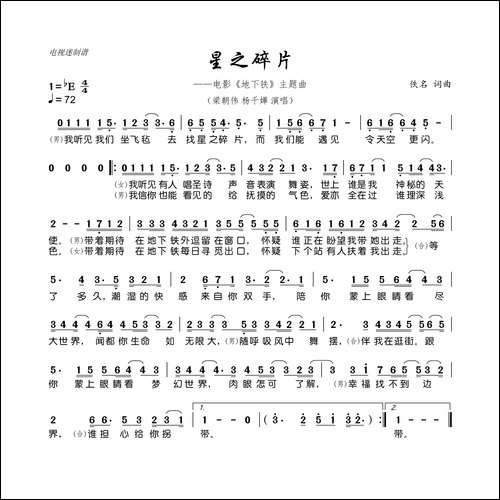 星之碎片-电影《地下铁》主题曲