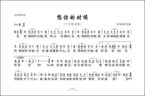 想你的时候-史俊鹏-词曲