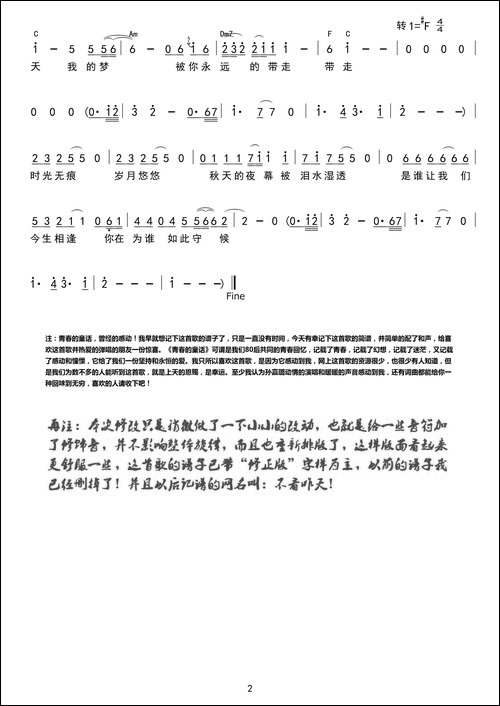 逝去-青春的童话简谱、《青春的童话》片尾曲简谱、简谱、