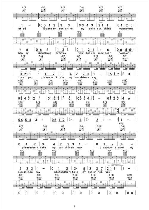 You-are-my-sunshine-吉他六线谱