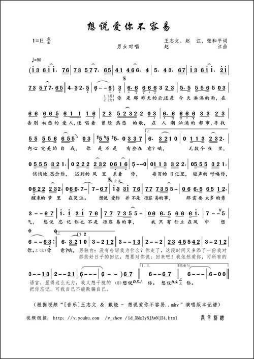 想说爱你不容易-王志文、赵江、张和平词-赵江曲
