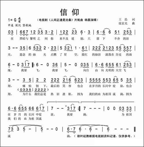 信仰-电视剧《人间正道是沧桑》片尾曲-