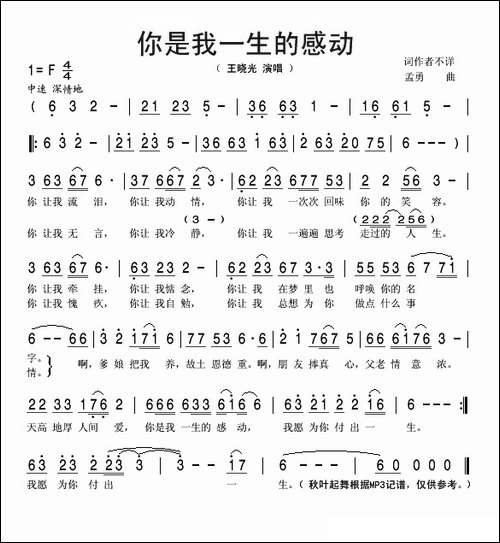 你是我一生的感动