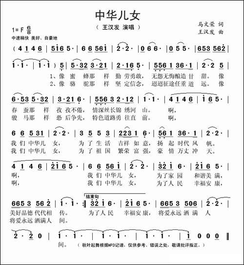 中华儿女-马文荣词-王汉发曲