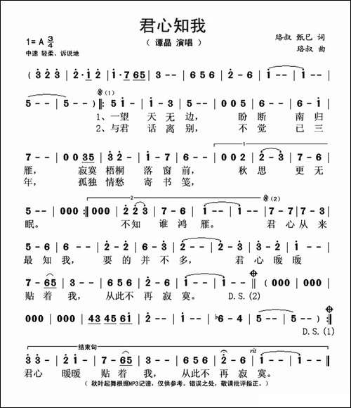 君心知我