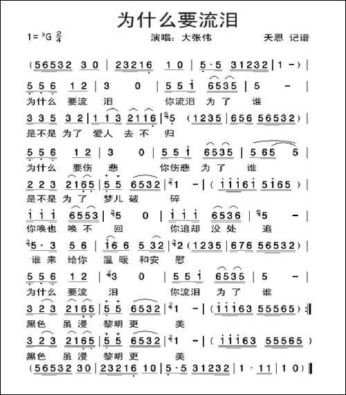 为什么要流泪-大张伟演唱版