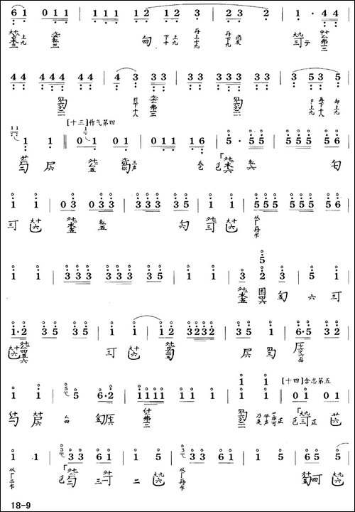 广陵散-古琴谱-C调-简谱+减字谱-简谱|古筝古琴谱