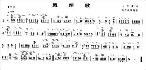凤翔歌-山东筝曲、高自成演奏版-简谱|古筝古琴谱
