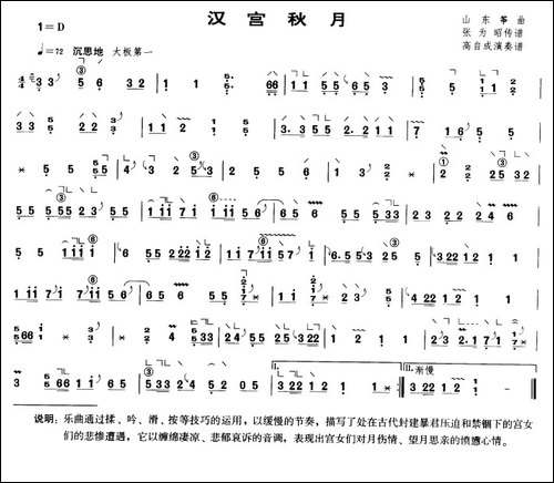 汉宫秋月-版本二-简谱|古筝古琴谱