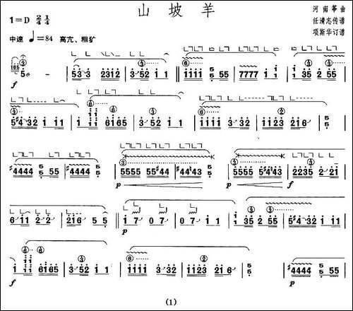 山坡羊-【上海筝会】考级七级曲目-简谱|古筝古琴谱