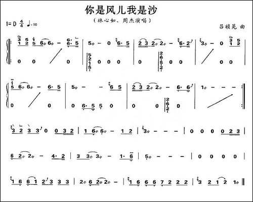 你是风儿我是沙-简谱|古筝古琴谱