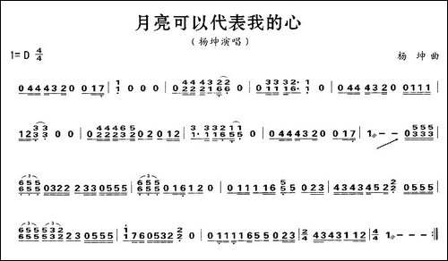 月亮可以代表我的心-简谱|古筝古琴谱