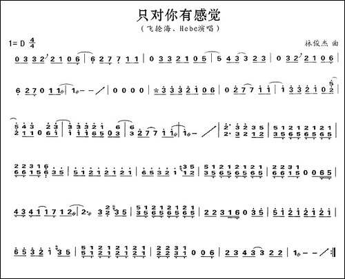 只对你有感觉-简谱|古筝古琴谱