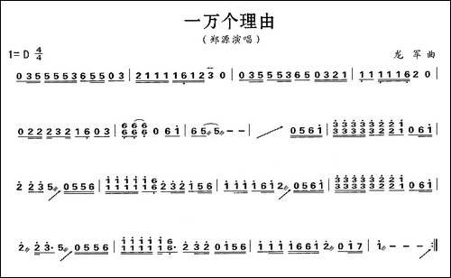 一万个理由-简谱|古筝古琴谱