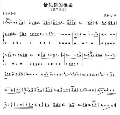 恰似你的温柔-简谱|古筝古琴谱