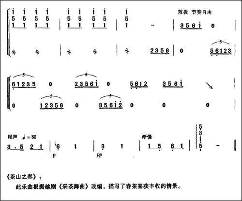 茶山之春-简谱|古筝古琴谱