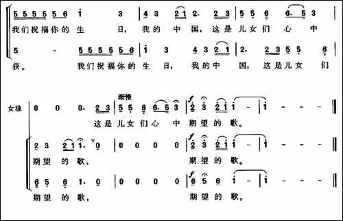 今天是你的生日，中国-陈良编合唱版-合唱曲谱
