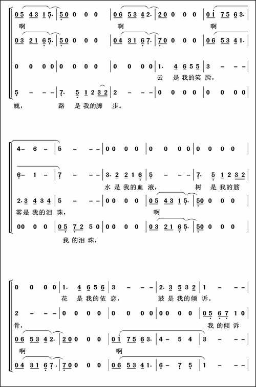 白云深处-陈国权编合唱-合唱曲谱
