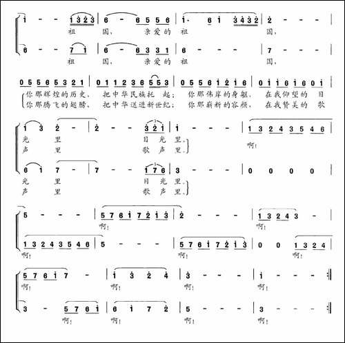 我心中的祖国-许鹏词-曹蓉曲、二重唱-合唱曲谱