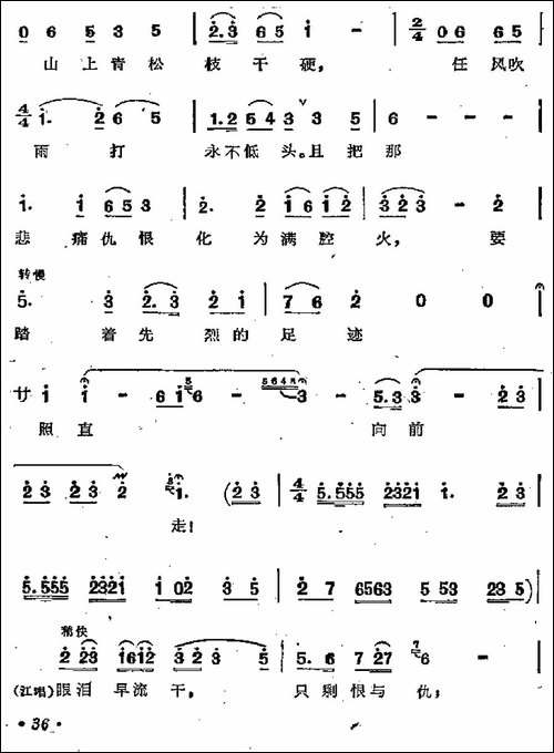 踏着先烈足迹向前走-歌剧《江姐》选曲-合唱曲谱