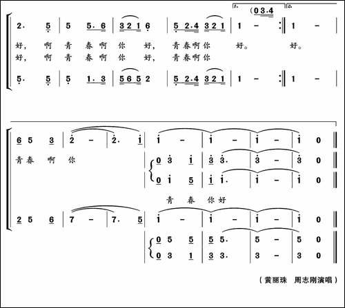 青春你好-合唱曲谱