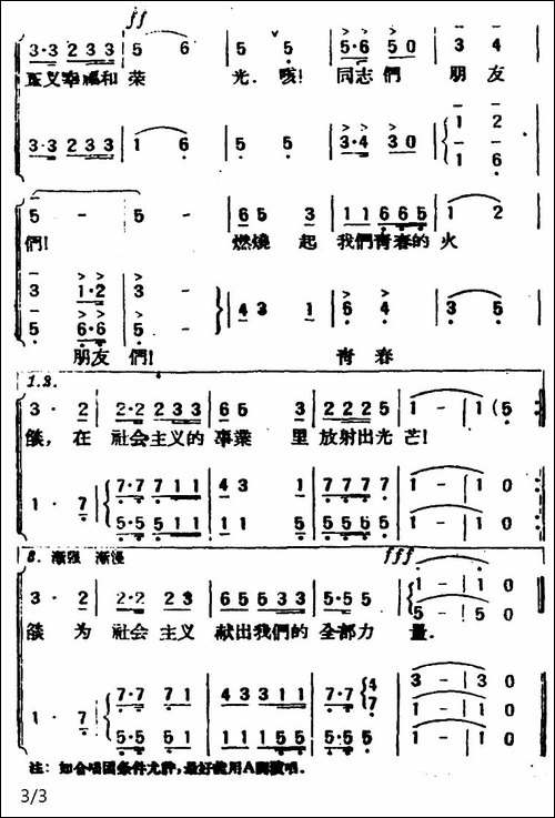 青年列车员之歌--合唱曲谱