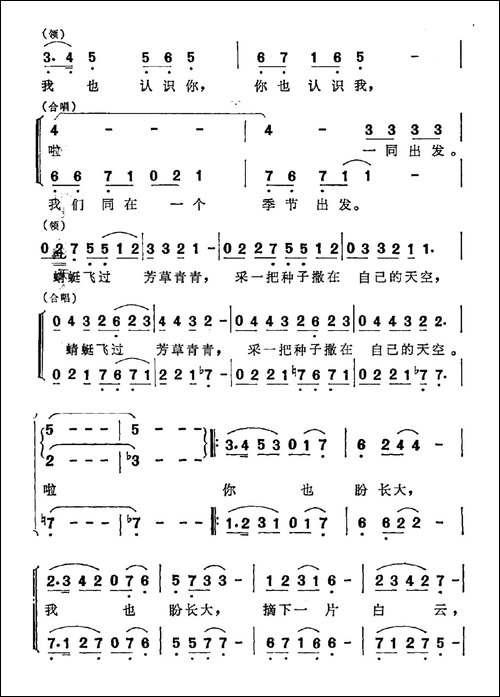 盛开在蓝天下-同名儿童电视剧主题曲-合唱曲谱