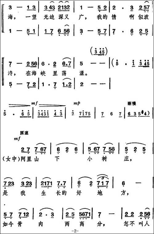 椰树下-女声二重唱-合唱曲谱