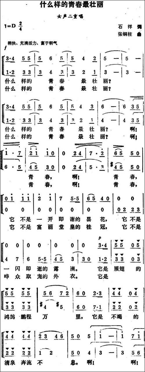 什么样的青春最壮丽-女声二重唱-合唱曲谱
