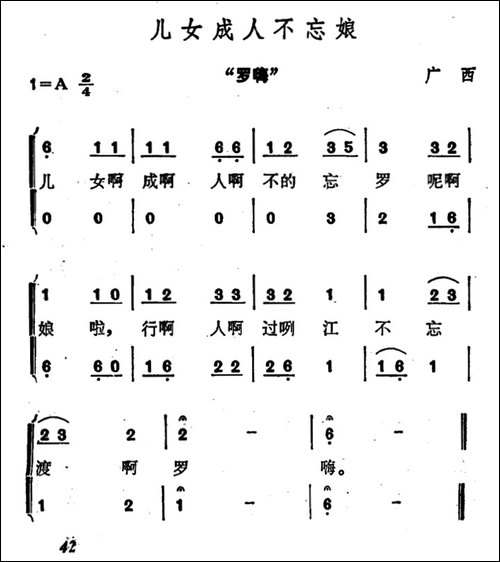 儿女成人不忘娘-合唱曲谱