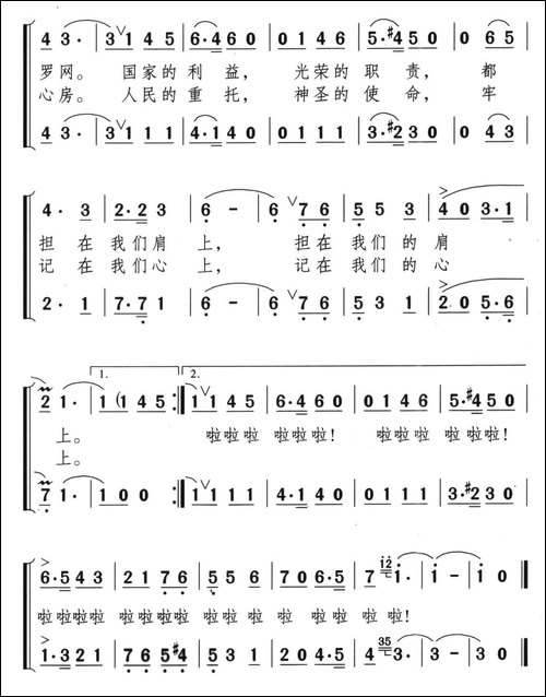 边防检查站的姑娘-女声小合唱-合唱曲谱