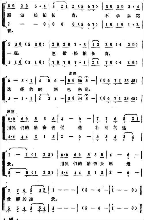 我们象朝霞-电视剧《第十八个春天》主题歌-合唱曲谱