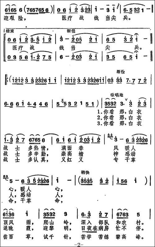 白衣战士心最红-合唱曲谱