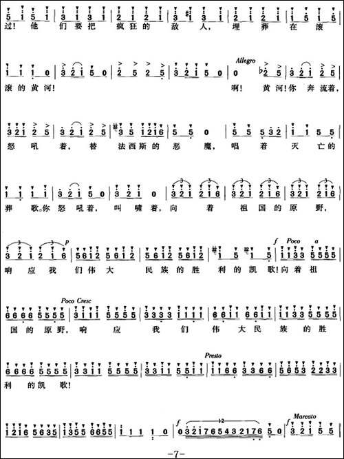 交响大合唱《黄河》：三、黄河之水天上来-合唱曲谱