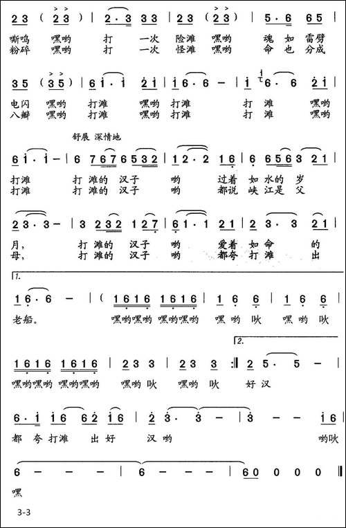 打滩的汉子-佟文西词-石玉泉曲-合唱曲谱
